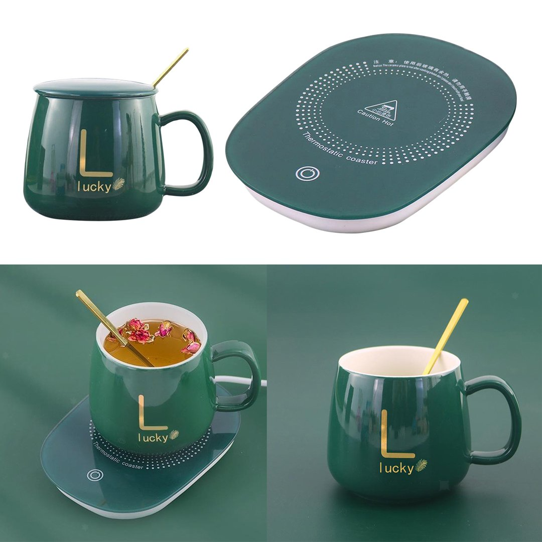 Ceramic Coffee Cup With Automatic Heating Pad